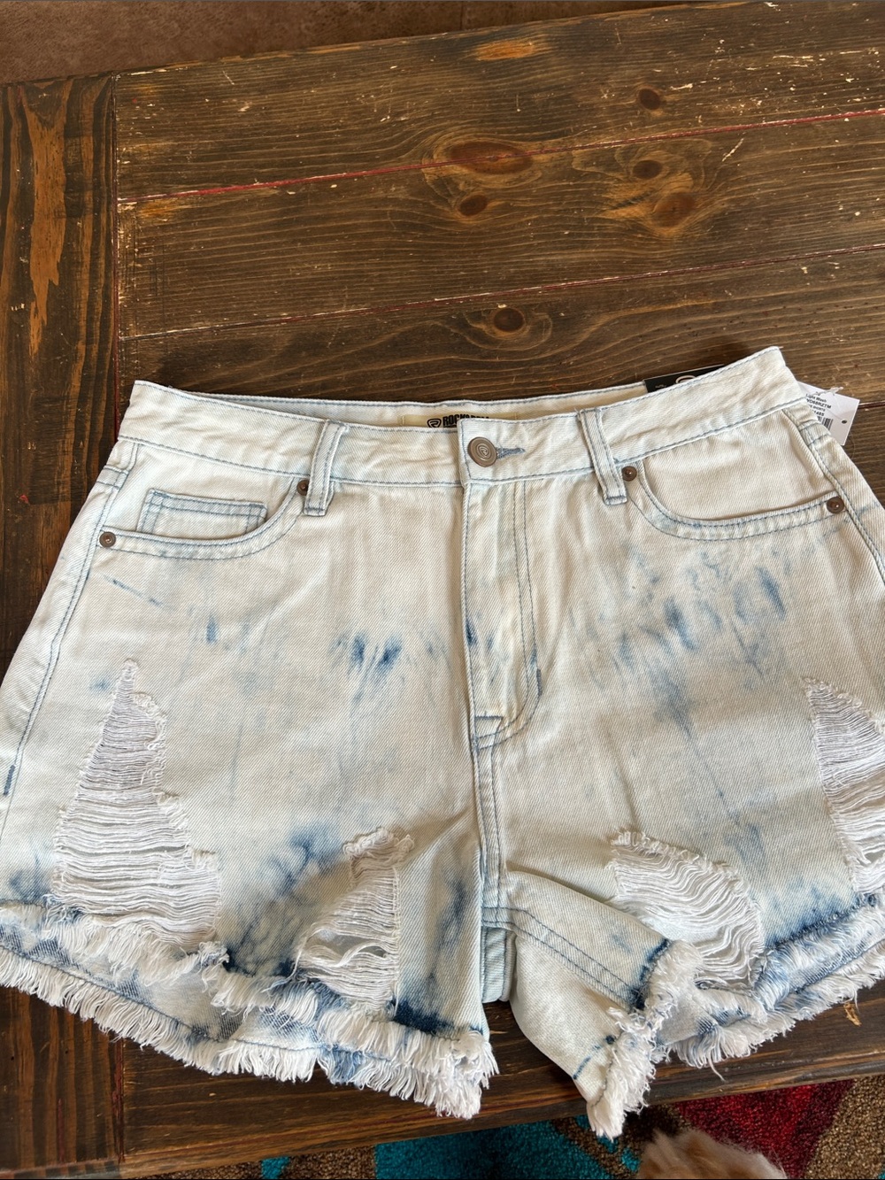 Light Blue Tie-Dye Distressed Women’s Denim Shorts